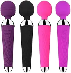 Vibrador Varinha Magica Rosa Recarregável 16 Modos de Vibração - 20 cm e Comprimento Cabeça Flexível