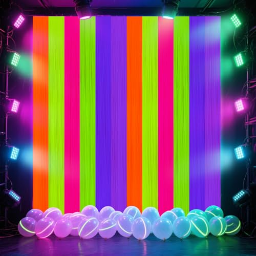 CANREVEL 2 Pack Rainbow Streamers Backdrop Curtain Birthday Decorations