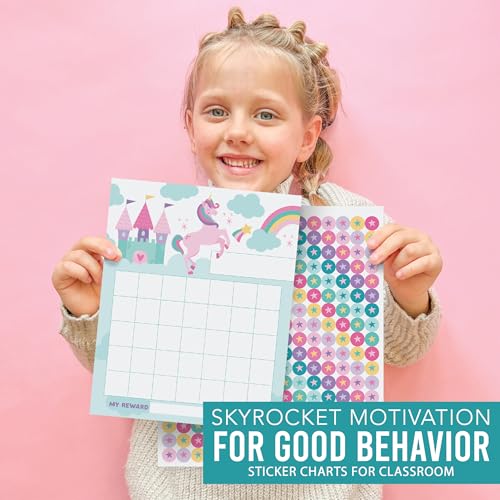 Hadley Designs Sticker Chart for Kids Behavior at Home - Sticker Reward Chart for Kids, Star Charts for Toddler, Star Charts for Good Behavior, Unicorn School Reward Stickers for Classroom Incentives - Image 6
