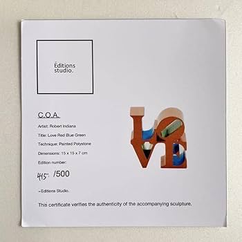 Amazon.co.jp: 限定500個 ロバートインディアナ LOVE C.O.A.付