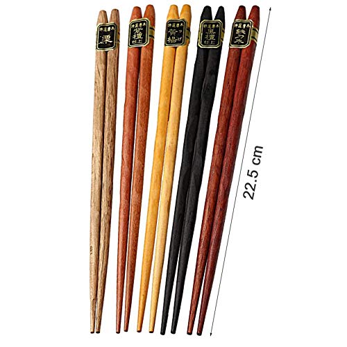 Miniatura 2 de Rpanle 5 Pares De Palillos Japoneses De Madera, 22,5 Cm, Chopstick Tradicional Y Elegante, Reutilizable, Bambú Natural, Varita Para Cocina, Hogar, Hotel Restaurante