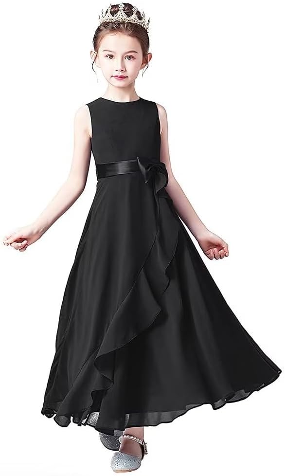 Little Juniors Girl Long Bridesmaid Dress Wedding Flower Girls Formal Pageant Party Dresses Chiffon Sleeveless