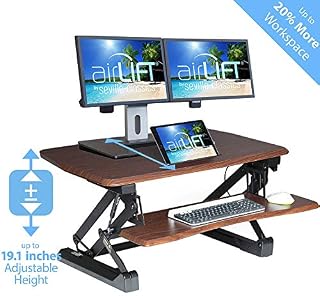 Seville Classics airLIFT Height Adjustable Stand Up Desk Converter/Riser - Keyboard Tray, Dual