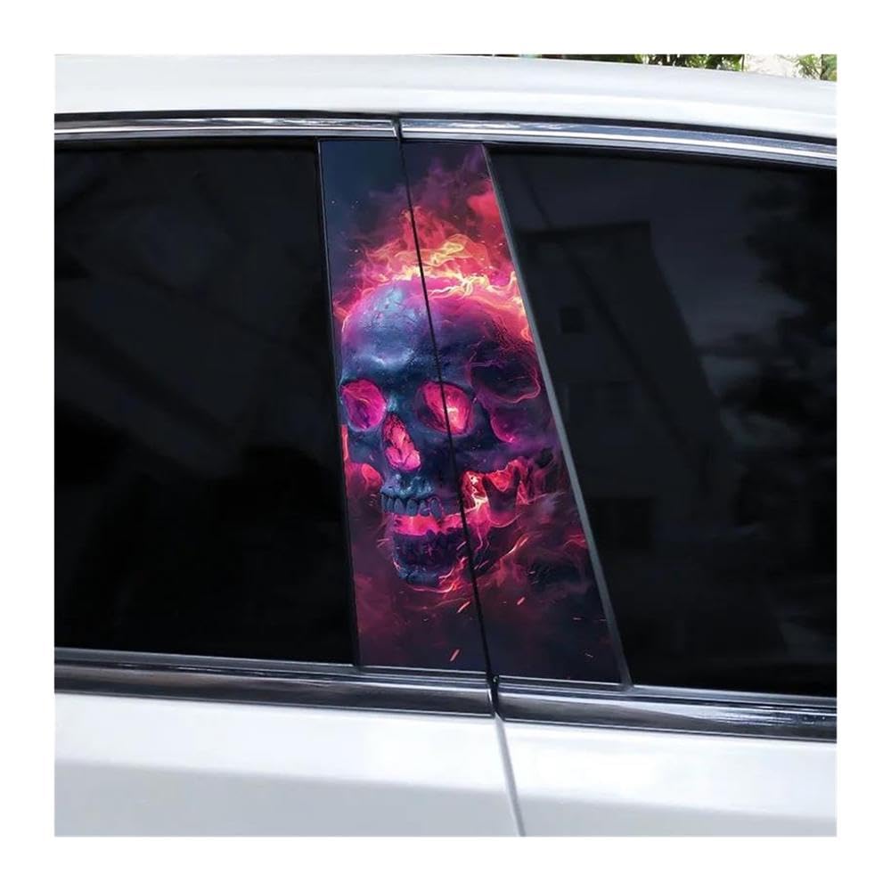 Body Parts 2pcs Car B-Pillar Decals Magic Skull PVC Auto Center Pillar Waterproof Sticker(E)