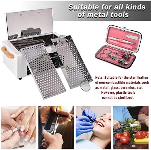 High Temperature Metal Cabinet with Timer Dry Heat Sterilizer, 2.2L Mini Sterilizers Box High Temperature Autoclave Machine Hot Air Sterilizing Cabinet for Sundry Beauty Hair Nail Metal Tools