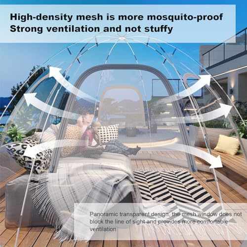 Opblaasbare Koepel Bubble Tent, 12,5'x 12,5' Transparant, 8-10 Personen, Draagbare Reistent Voor Binnenplaats en Tuinhuisjes, Weer- en Koudbestendig - Afbeelding 6