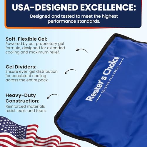 Image of Cold Therapy Gel Pack - Large 13x21.5 inch Ice Pack for Back, Knee, Legs, and Shoulders - Cold Ice Gel Pack Reduces Pain and Swelling from Injury and Surgery - Blue Cold Compress Pack by Rester's Choice