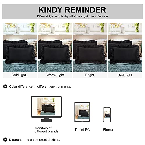 PiccoCasa Pillow Shams, Soft & Breathable Cotton Pillowcase with 4" Hem Decorative Ruffle Pillow Cases 2 Pack Envelope Closure Sham Pillow Cases Black 50x65cm - Cosy Home Interiors PiccoCasa Pillow Shams, Soft & Breathable Cotton Pillowcase with 4" Hem Decorative Ruffle Pillow Cases 2 Pack Envelope Closure Sham Pillow Cases Black 50x65cm - Image 8