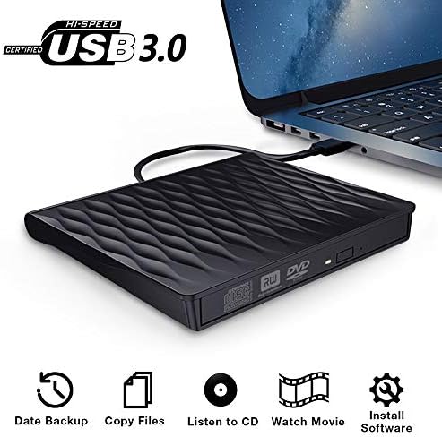 [Updated] External CD Drive, ACETEND USB 3.0 DVD Drive Slim Portable External CD DVD Rewriter Burner Writer, High Speed Data Transfer USB Optical Drives Player for PC Desktop/Laptop/Windows/Linux/Mac