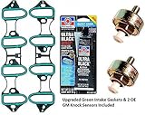 APDTY 89060413-TSB2 Intake Manifold Leak Repair Kit Includes Upgraded Green Gaskets 2 Knock Sensors...