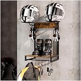 LiebeRen Motorcycle Helmet Holder - Wall Mount with Hook and Clip, Stores Motorcycle Accessories (Small)