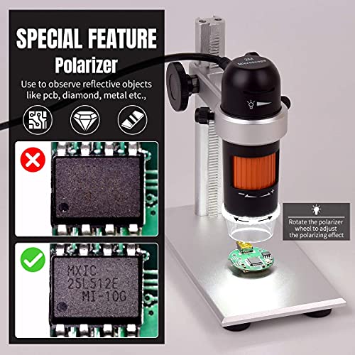 Digital Usb Microscope With Polarizer, True 5Mp Handheld Coin Digital Microscope With Metal Stand Compatible With Windows And Macbook For Smd Soldering Work Jewelers Coins Collection (5Mp) #TOP3