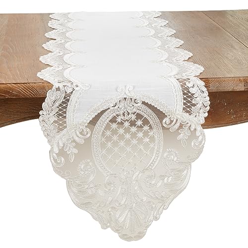 16 x 72 in. Timeless Beauty Embroidered Lace Oblong Table