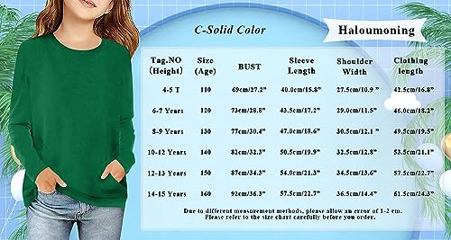 Image of Haloumoning Girls Casual Short Sleeve T Shirts Color Block Tee Blouse Kids Loose Tunic Tops with Pockets Size 4-15