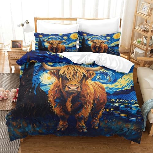 Housse de couette vache des Highlands résistante et légère en microfibre super douce à fermeture éclair