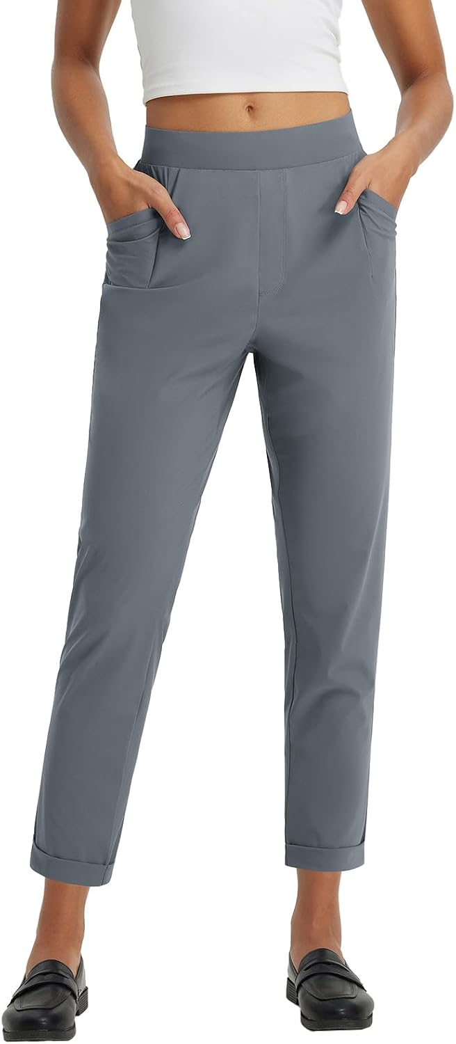 baleaf Womens Travel Pants with Zipper Pockets Stretchy Work Pants Business Casual Slacks Golf Pants Dressy with Pockets