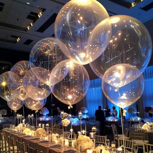 Image of 30 Pack Clear Balloons 36 Inch Clear Latex Party Large Balloon Bulk for Various Party Events Decorations