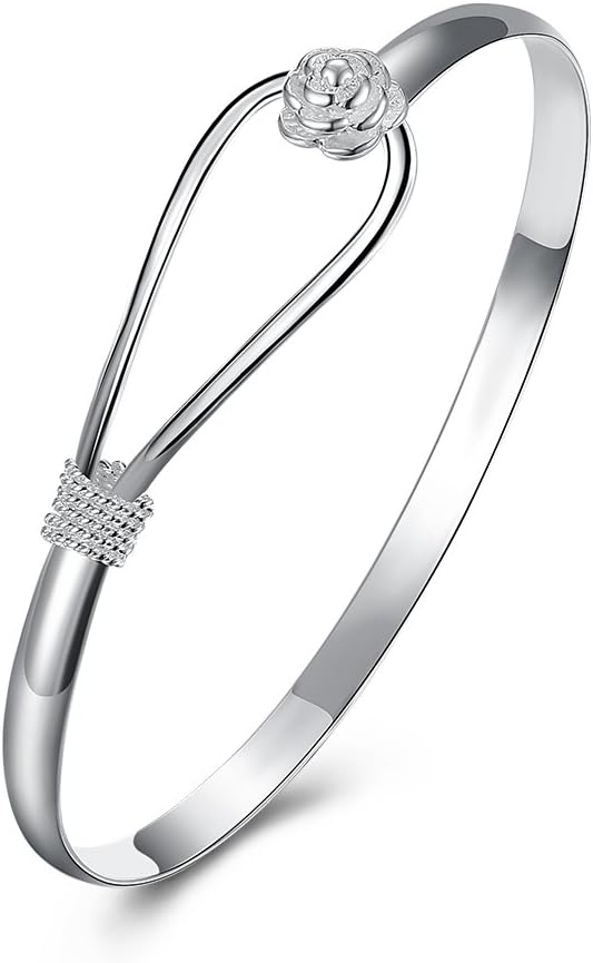 Women's Jewelry 925 Sterling Silver Heart Chain Bracelet, Cuff Bangle Chain Bracelets Silver