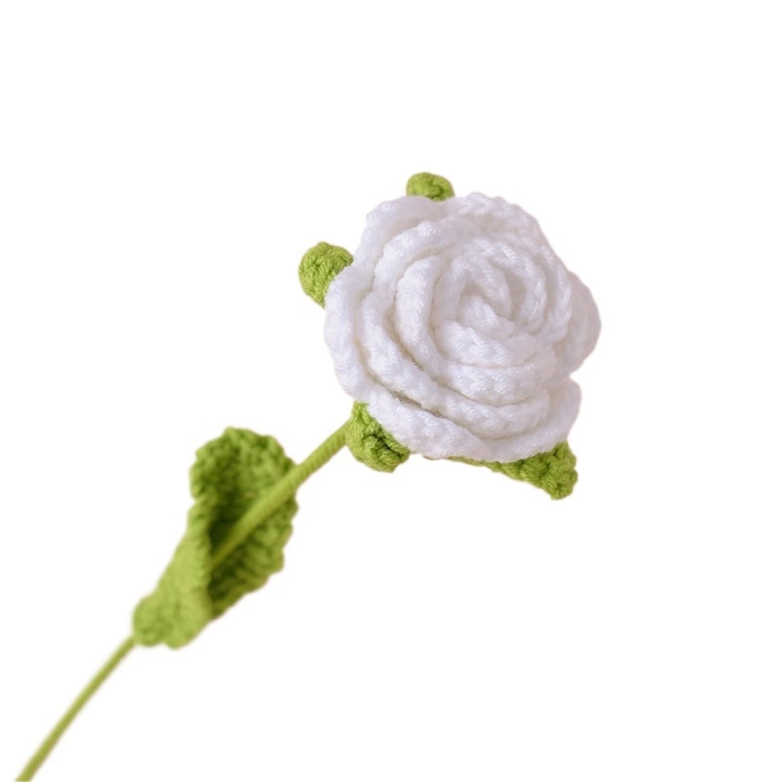 ENWWCH 2pcs Finished Knitting Flower Rose Bouquet Simulation Home Decoration Wedding Hand-Knitted Crochet For Home(Color5)