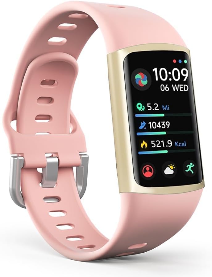 Image of FITVII FINO 2 Slim Fitness Tracker, Smart Watch with Blood Oxygen, Sleep Monitor, 24 /7 Heart Rate & Blood Pressure, IP68 Waterproof Health Activity Trackers with Calories Step Counter for Women Men
