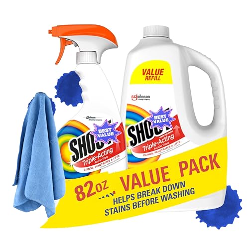 Shout Triple-Acting Laundry Stain Remover 60 fl. oz. refill + 22 fl. oz. trigger plus cleaning Towels