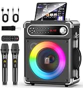 JYX スピーカーセット カラオケスピーカー TWS機能付き 2本マイク Amazon | カラオケセット 家庭用 ワイヤレスマイク2本付き スピーカー