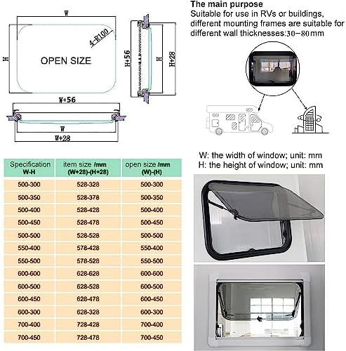 Concession Window Aluminum Alloy Food Truck Service with Horizontal Sliding Screen Windows,Rv Push Out Window,Camper Push Out Window Rv Trailer Vent Hatch Rv Car Outside Push Window Round Co