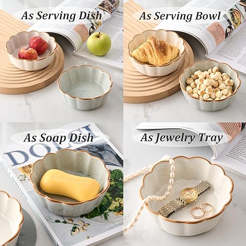 SIDUCAL Cat Bowls - 3 Pieces Cat Food Bowl Cat Dishes with Silicone Non-Slip Mats, 5 Inches Cat Bowls for Indoor Cats, Ceramic Cat Food and Water Bowl Set Gift for Pet Lovers - White