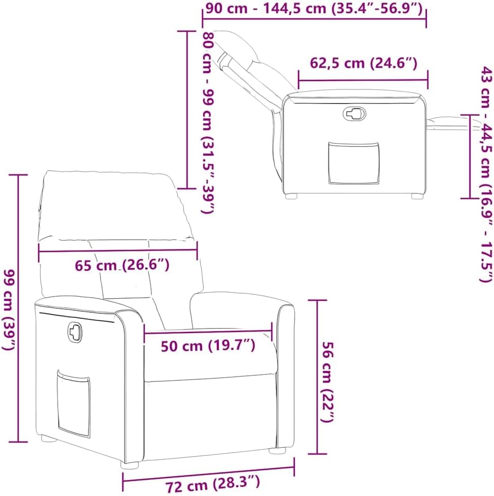 Assembled vidaXL recliner chair