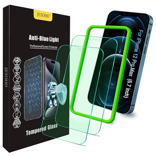 Blue Light Screen Protector for iPhone 12 Pro Max(2020-6.7'')Eye Protection HD Clear Blue Light Blocking Tempered Glass, Scratch-Resistant,Easy Installation Bubble Free,Anti-Fingerprint,2 Pack(iPhone 12 Pro Max)
