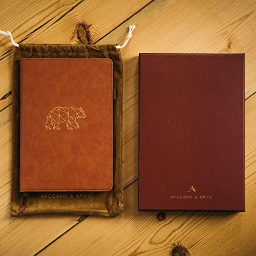 A4 Notepad Lined Faux Leather Notebook by Avocado and Spice® with Gift Box & Velvet Bag  A4 Hardback Notebook Lined - Travel Journal Notebooks A4-200 Thick Pages (Brown, Lined)