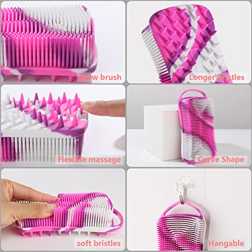 Yealife Silicone Body Scrubber, 2 In 1 Body Brush & Hair Scalp Brush For Shower And Bath, Easy Clean, Lathers Well, Stimulating Blood Circulation More Hygienic Than Loofah, Fit Women Men.camo Purple #TOP3