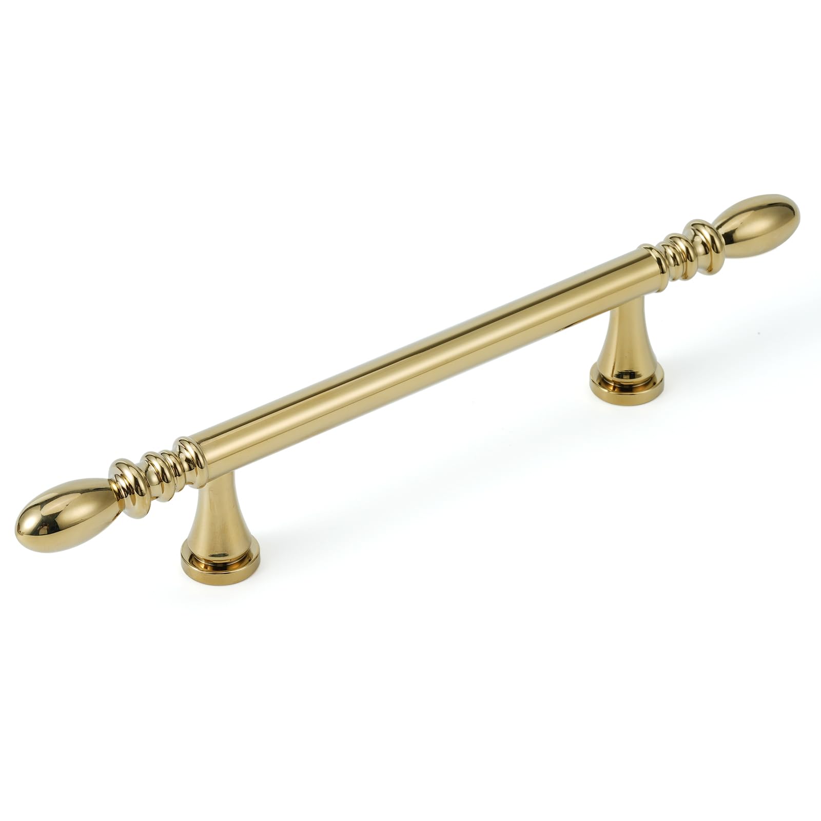 Eldurwork 5 Pack Solid Brass Cabinet Pulls 3.78" Hole Center Drawer Pulls Gold Cabinet Handles for Cupboard Dresser Wardrobe Furniture and Bathroom