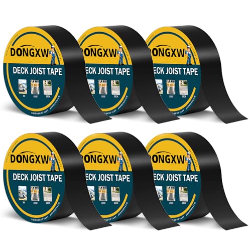 Image of Dongxw Joist Tape for Decking, 2 inch X 50' Waterproof Butyl Deck Tape Self-Adhesive Deck Flashing Tape for Wood Joists and Beams,6 Pack