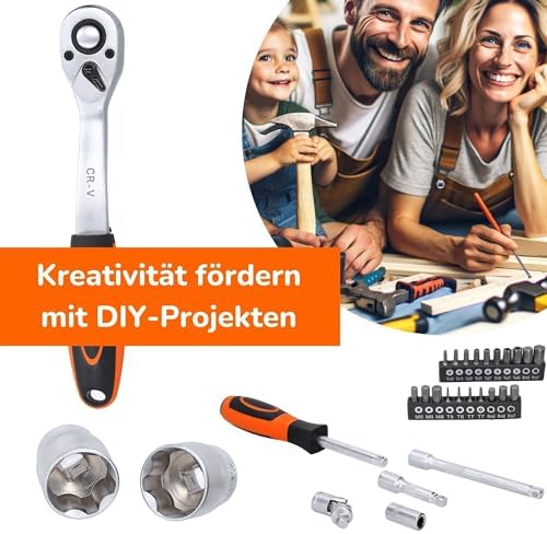 Bild 2 - Ratschenkoffer 171 tlg I Werkzeugkoffer gefüllt I Ratschen Set groß I Ratschenkasten 1/2" 1/4" 3/8" Zoll I alle gängigen Bits und Nüsse enthalten
