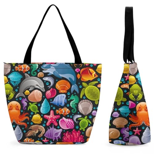 Sac à main dauphin tortue pour femme et grand sac de shopping