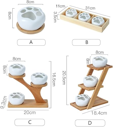 Miniatura 2 de Primst Macetas de cerámica para suculentas con bandeja de bambú, macetas de interior con orificio de drenaje, maceta decorativa para oficina,