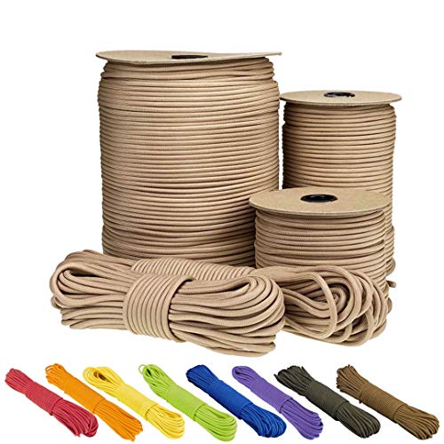 EDCX Cuerda de paracaídas de nailon Paracord 550 (15, 30, 50, 100 y 300 m) de supervivencia de 100% nailon, 4 mm tipo III, con 7 hilos