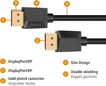 Hama DisplayPort Cable DP 2.1 Ultra HD 8K 40Gbps 2.00m