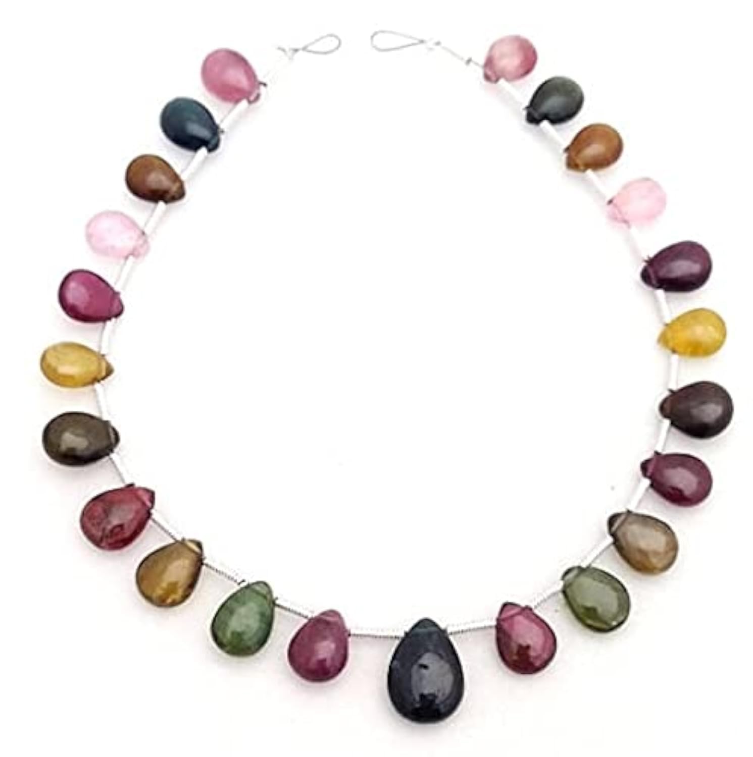 LKBEADS Naturalne koraliki w kształcie gruszki z wieloma turmalinami, 6 x 8 mm – 8 x 11 mm, sznurek 8 cali [E0022]