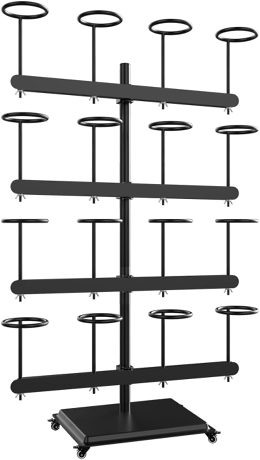 Mobile Hard Hat Storage Rack, Heavy-Duty Protective Helmet Stand on Wheels for Workshop/Office, Safety Display Holder for 8/12/16 Grids (16 Grids)