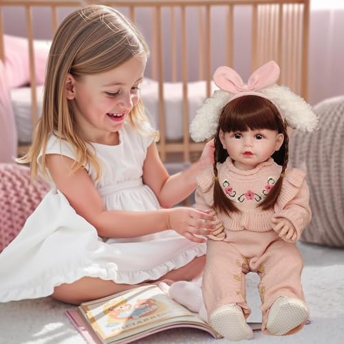 دمية واقعية لطفل حديث الولادة ريبورن من السيليكون الناعم مناسبة للبنات، مجهزة بلهايات وملابس وحفاضات، مناسبة للأطفال فوق 3 سنوات فما فوق من بيونتي، 56 سم