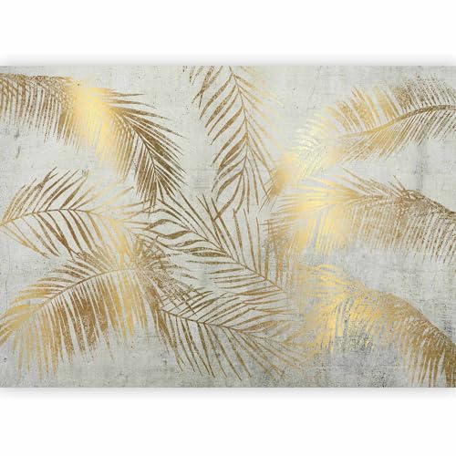 murando - Papier peint panoramique nature 350x256 cm - Revêtement mural décoration chambre salon - Design moderne - Marron jaune vert - Texture tropical béton palmiers plantes nature b-A-0910-a-b