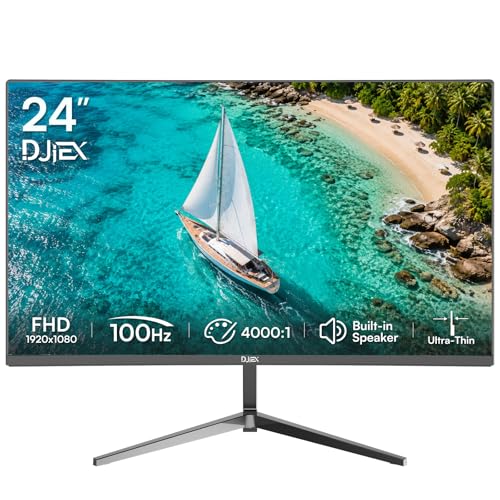 Image of 24 Inch Computer Monitor, FHD 1080P Business Monitor 100Hz, Frameless PC Monitor, Built-in Speaker, 99% sRGB, Low Blue Light Eye Care, 4000:1 Contrast Ratio, HDMI & DP, VESA Mountable