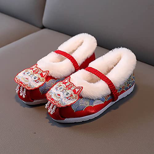 YHEGHT Girls Tiger Head Shoes Ancient Costume Hanfu Shoes Children Baby Cloth Shoes New Year Clothin