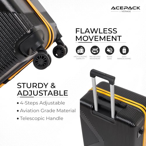 Image of ACEPACK - MEGATRON Set Of 3 Pieces (Small + Medium + Large) Trolley Bag, Lightweight Luggage Suitcase With Spinner 8 Wheel, Unbreakable Polypropylene Hard Shell, In-Built Number Lock, 3 Years Warranty