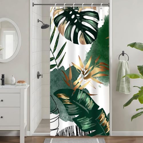 Uiiooazy Rideau de Douche Anti Moisissure 90x180cm Vert Tropical Jungle