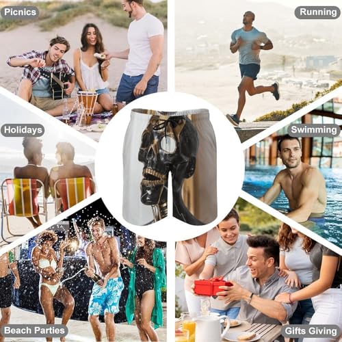 Men's Swim Trunks Quick Dry Board Shorts with Pockets Beach Shorts Golden Skull Mask Bathing Suits for Men4