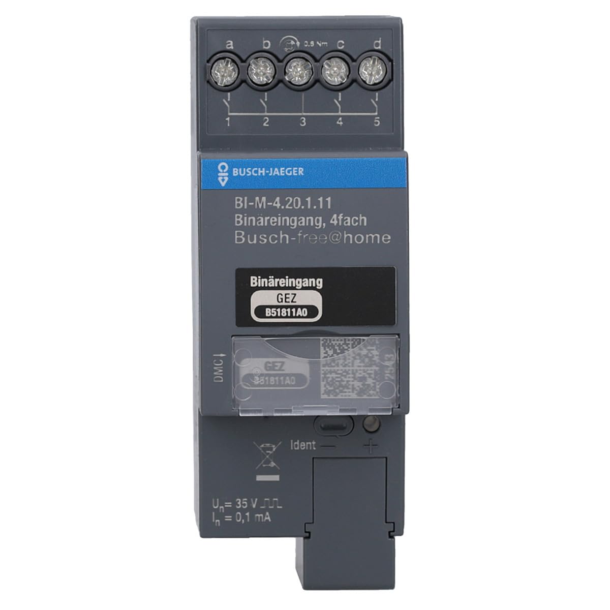 Busch-Jaeger BI-M-4.20.1.11 Binäreingang 4-fach | Kontaktabfrage manuelle Bedienung REG 2CDG510014R0021
