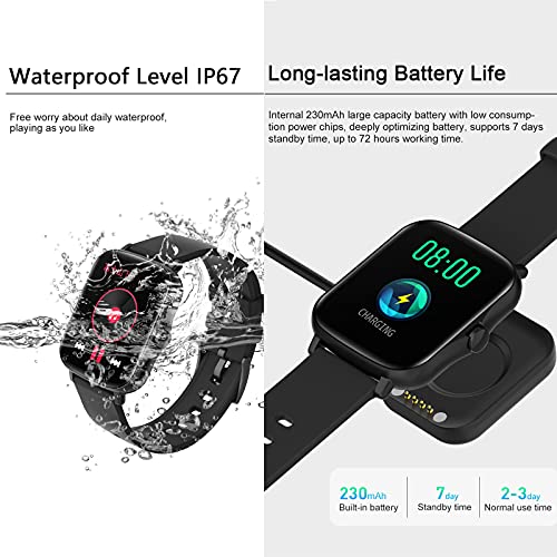 Smart Watch (Answer/Make Call), Life Waterproof Fitness Watch With Blood Pressure Heart Rate Spo2 Sleep Tracker Voice Control, Sports Smart Watches For Women Men For Android Ios Phones (Black) #TOP3